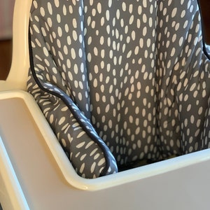 Grey with White Dots WIPEABLE Cushion Cover, IKEA High Chair Cushion Cover with Inflatable Cushion Insert, Antilop Highchair Support Pillow