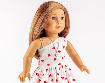 18 Inch Doll Summer Dress: Hearts Print Fits Doll