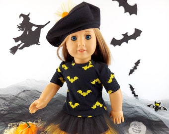 Halloween costume for AG doll 18 inch doll clothes tutu skirt doll pom pom beret