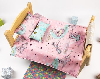 18-inch Doll Bedding for Toys and fits AG Doll Pink Unicorn Print Doll Bedding IKEA