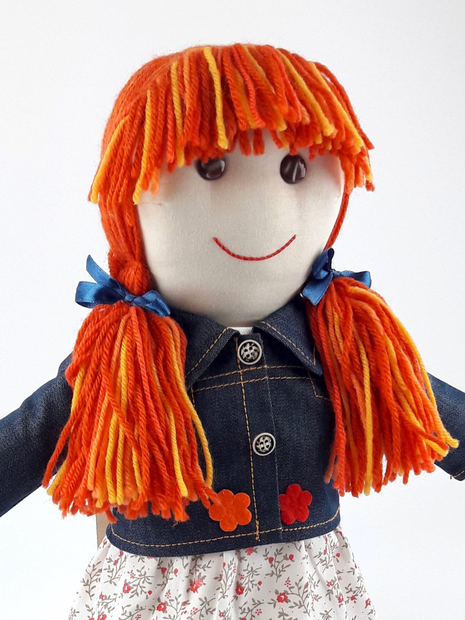 Handmade Rag Doll With Clothes Red Yarn Hair Cloth Doll With Etsy