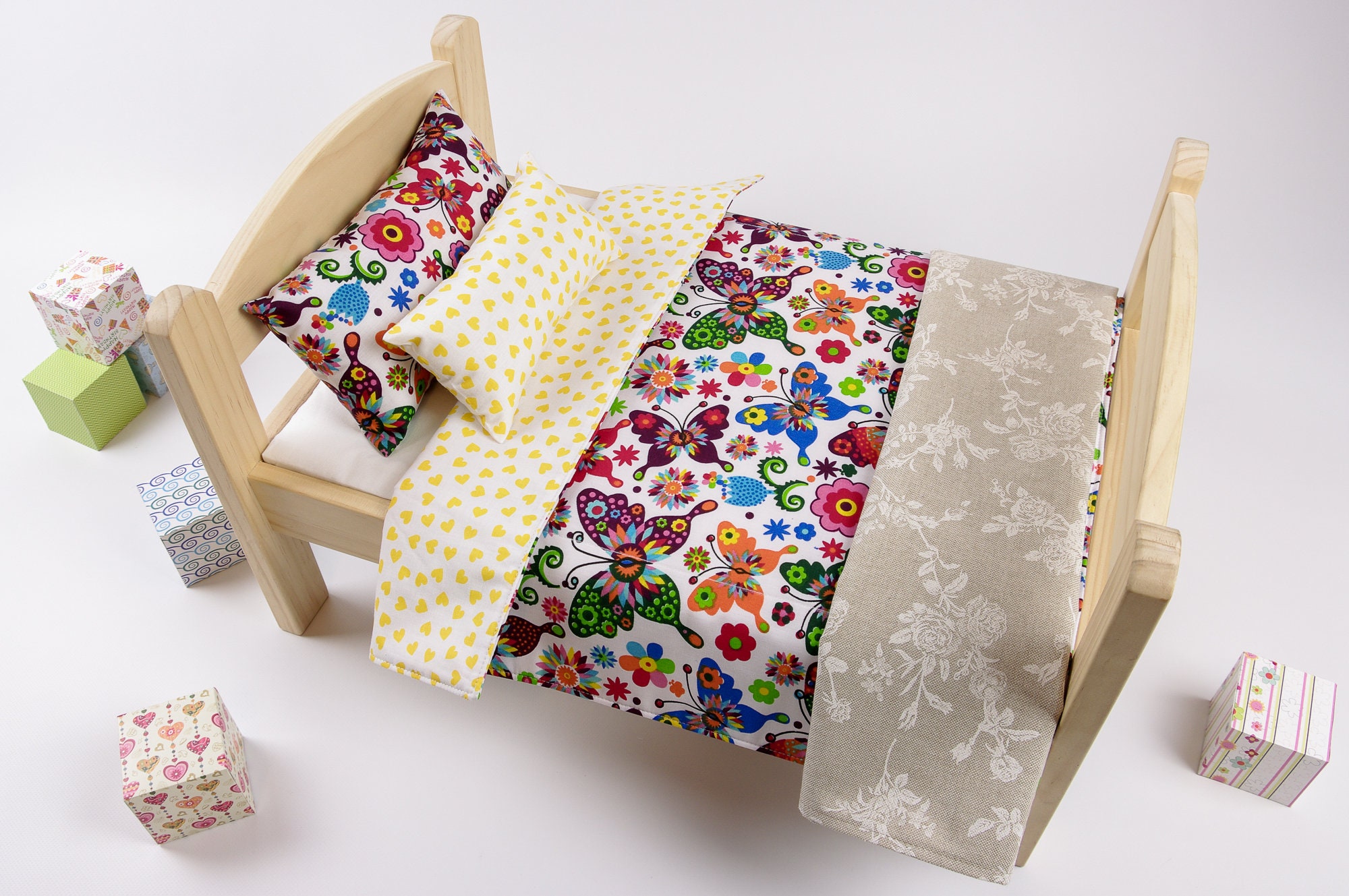 18 Inch Doll Bedding Set 4 Pieces 2 Blankets and 2 Pillows Etsy UK