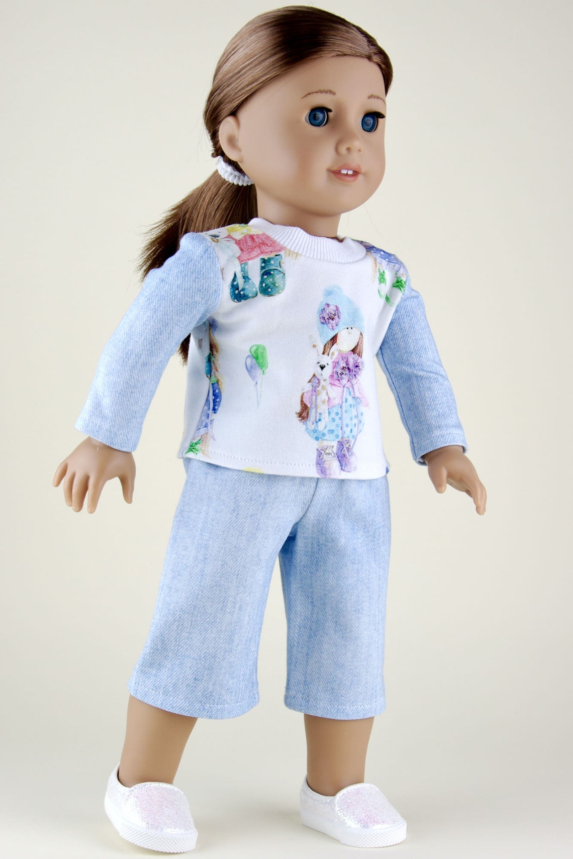 American Girl Doll Pajama 18 Inch Doll Clothes Blue Etsy