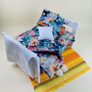 Floral Print Doll Bedding Set: 18-inch IKEA Bed