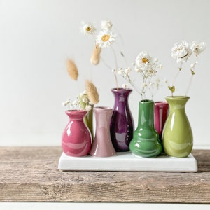 Mini Vasen Blumen Keramik gedeckter Tisch bunt Geschenk Blumenstrauß Bild 1