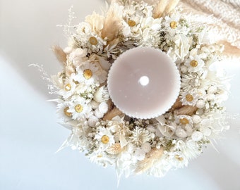 Elder white dried flower wreath | Decoration | Summer | Lantern | Dried flowers and Iceland moss