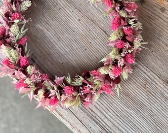Colorful dried flower wreath | Decoration | Summer | Lantern | Dried flowers pink purple