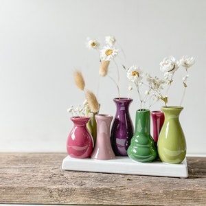 Mini Vasen Blumen Keramik gedeckter Tisch bunt Geschenk Blumenstrauß Bild 7