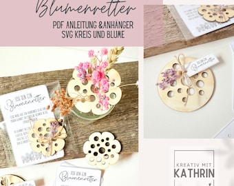 Blumenretter Laserdatei SVG Set | Anleitungstext zum Ausdrucken | Druckvorlage | Geschenkanhänger