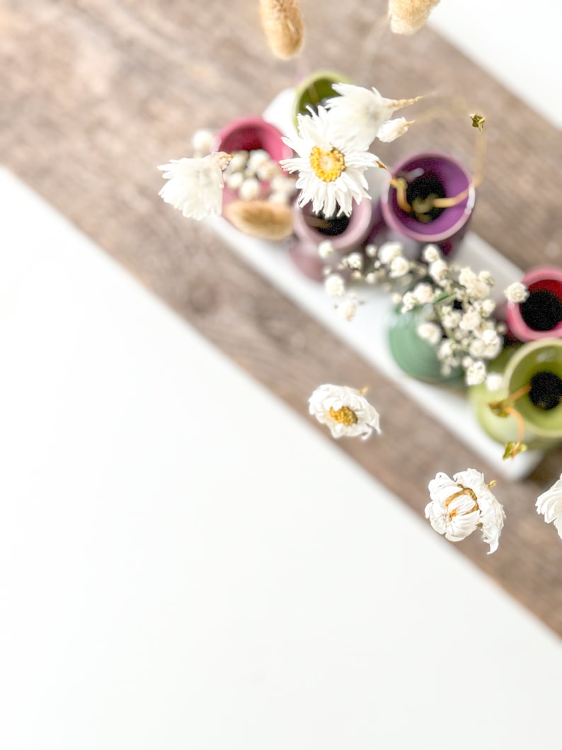 Mini Vasen Blumen Keramik gedeckter Tisch bunt Geschenk Blumenstrauß Bild 8