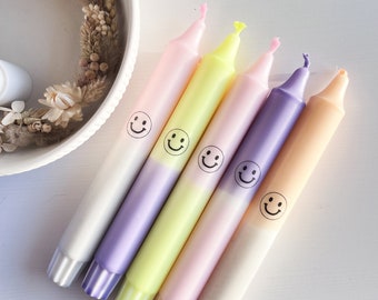 Dipdye Smiley Candle | birthday | happy birthday | Candles | two-tone | stick candles | Gift | neon | hip Hip Hooray