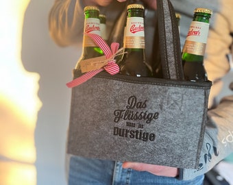 Herrenhandtasche | Bier | das Flüssige muss ins Durchstige | Sixpack | Geschenkidee | Tragetasche