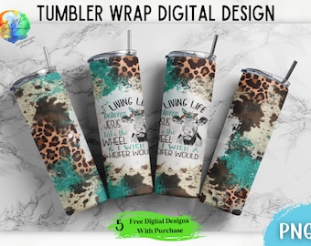 Jesus Take The Wheel 20 oz Skinny Tumbler Wrap Sublimation Design, Wish A Heifer Would PNG Digital Download, Leopard, Cow, and Teal Design