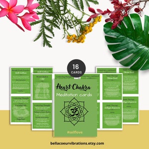 Cartões de afirmação de chakra cardíaco para download instantâneo, cartões de meditação para impressão, mantras diários
