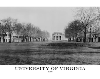 UVA (University of Virginia) 1909 Printable Wall Art Black and White 38" x 10" Antique Photo