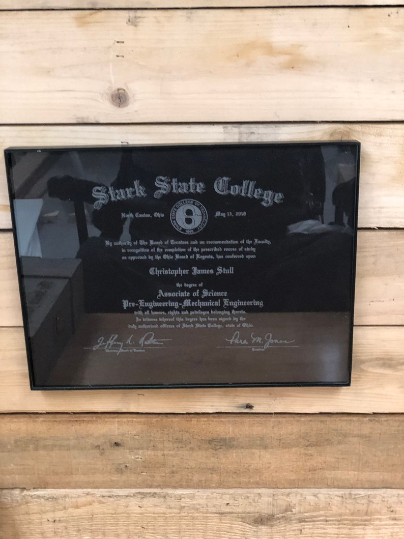 Engraved Diploma on Glass Etsy