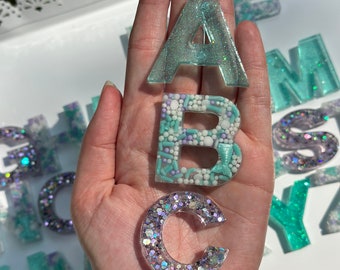 Mermaid Sprinkle Glitter Resin Alphabet Letter Set Fridge Magnets  Sensory Toddler Gift Magnetic Resin Letters Personalized