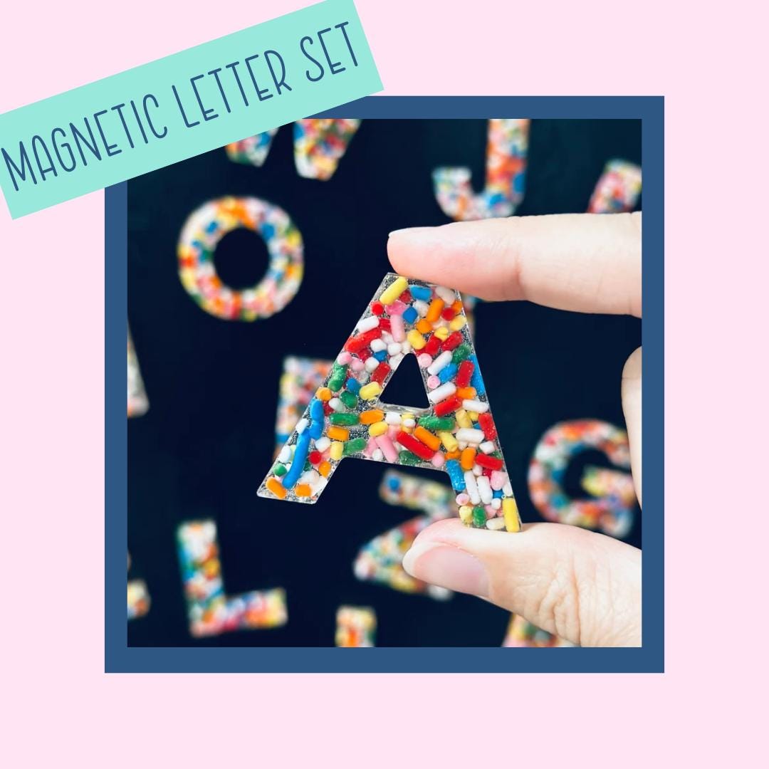 Sprinkle R Letter Sprinkle Glitter Resin Alphabet Letters – Sensory ABC Fridge Magnets ...