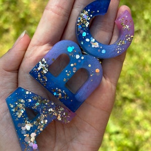Galaxy Glitter Resin Alphabet Letter Set Fridge Magnets Homeschool Learning Sensory Toddler Gift Magnetic Resin Letters Personalized