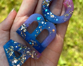 Galaxy Glitter Resin Alphabet Letter Set Fridge Magnets Homeschool Learning Sensory Toddler Gift Magnetic Resin Letters Personalized