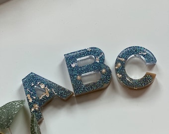 Glitter Resin Alphabet Fridge Magnets, Homeschool Learning Gift