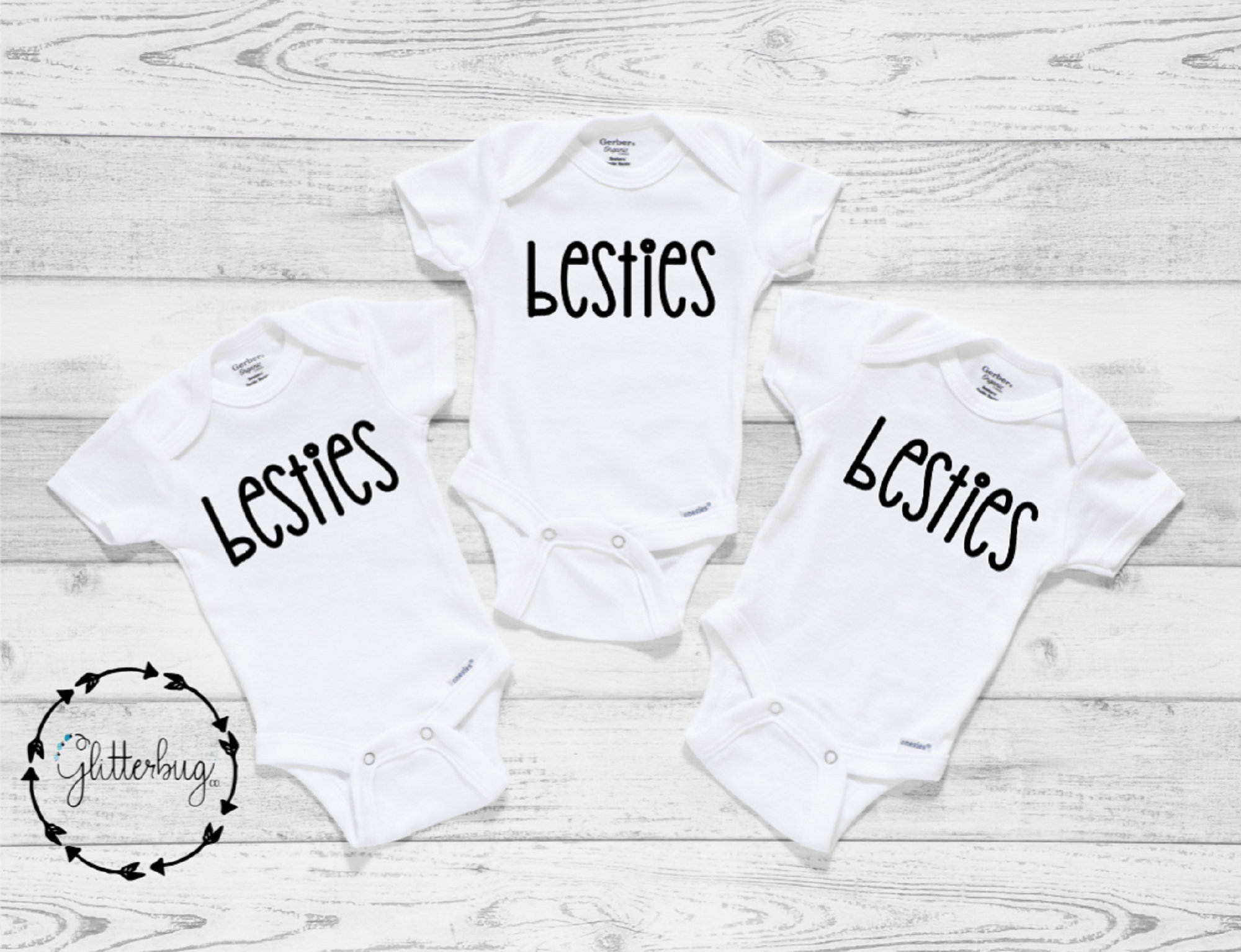 Besties Onesie® triplet set triplet baby onesies® for boys or Etsy