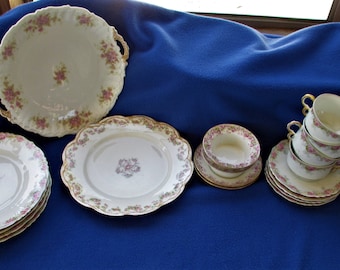 Limoges Pink China - Mismatched 19-Piece Set