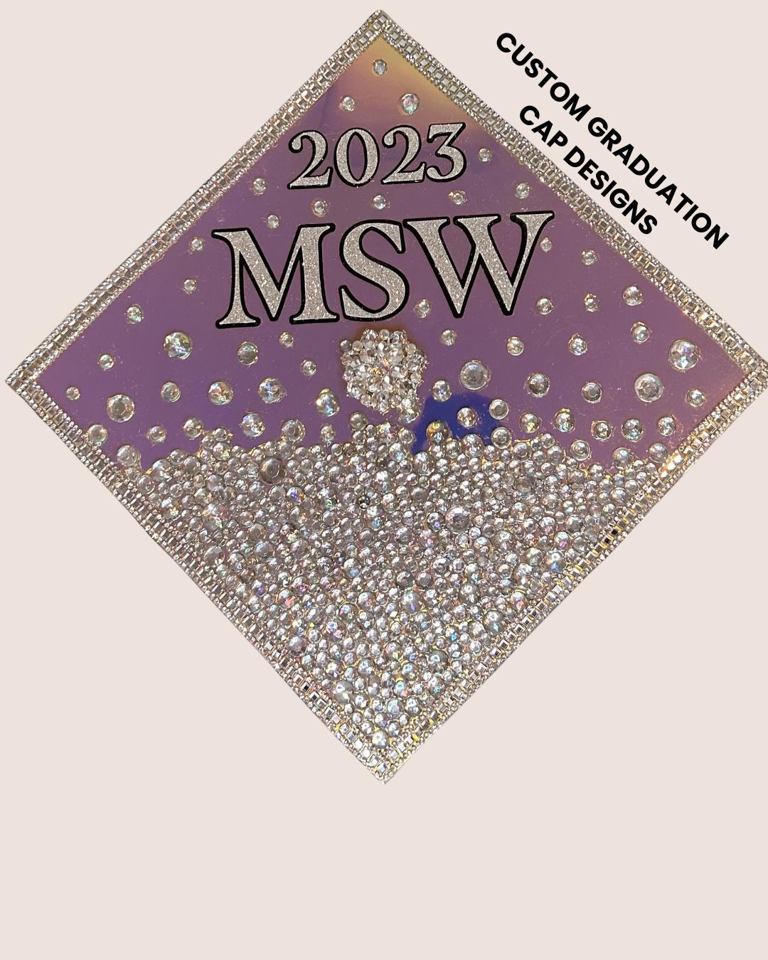 Holographic Graduation Cap, Bling Rhinestone Grad Cap, Personalized ...