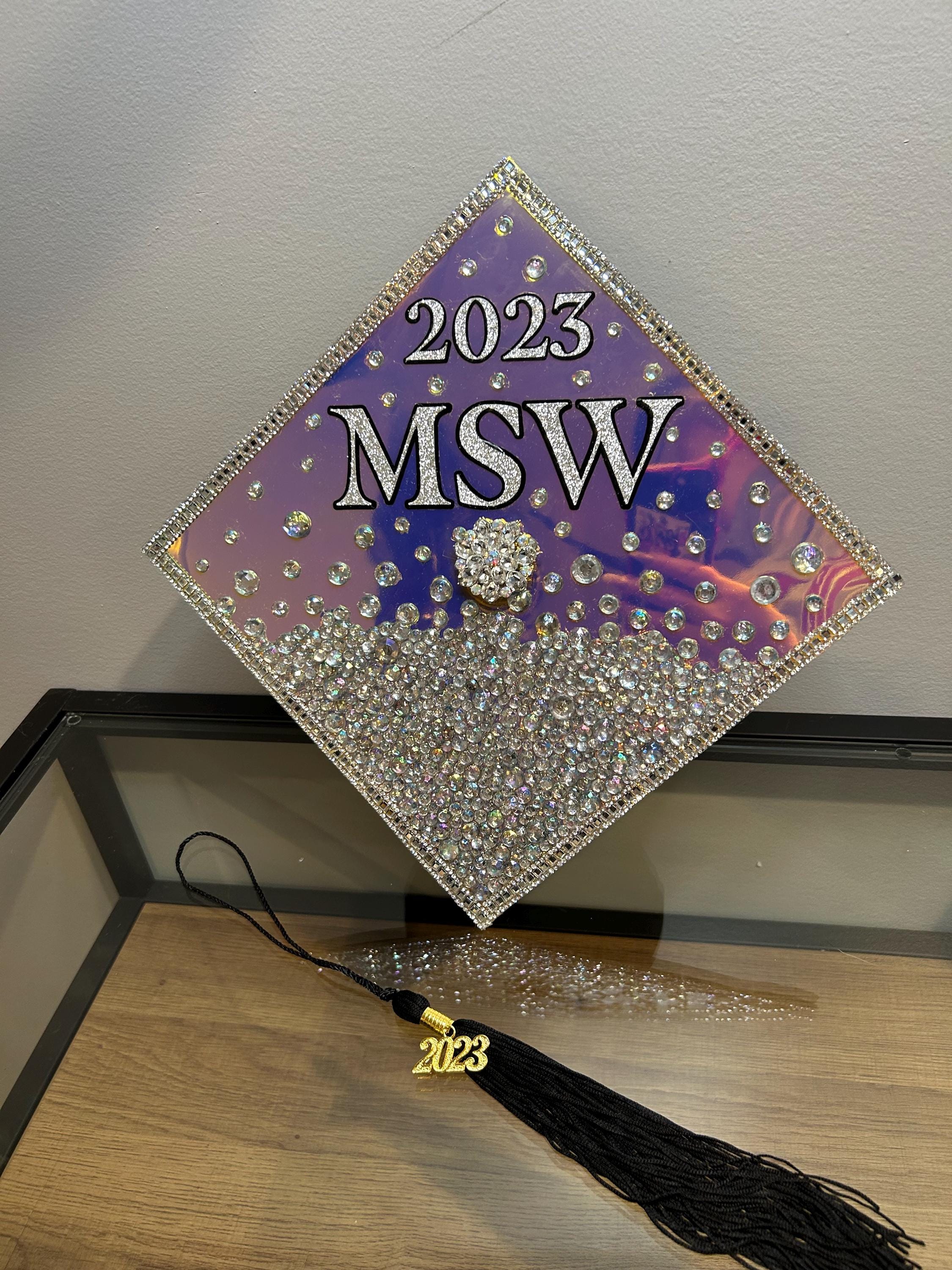 Holographic Graduation Cap, Bling Rhinestone Grad Cap, Personalized ...