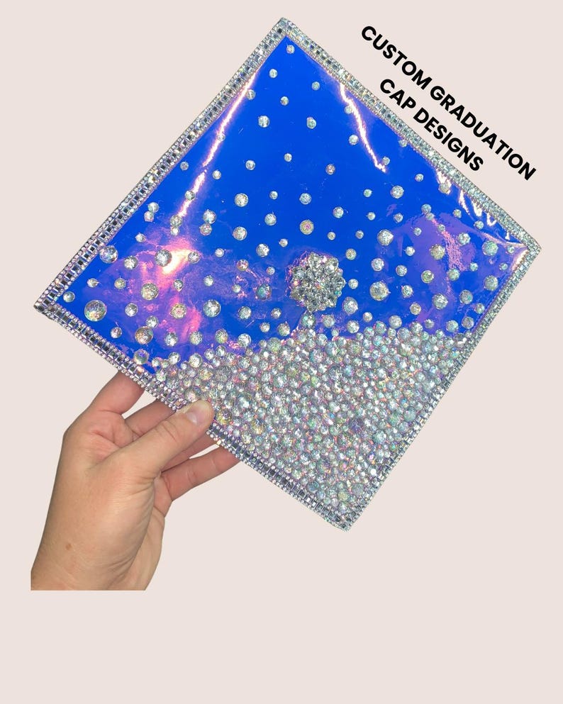 Cal Poly Rhinestone Grad Topper Bling Graduation Cap Topper, Holographic Rhinestone Grad Cap ...