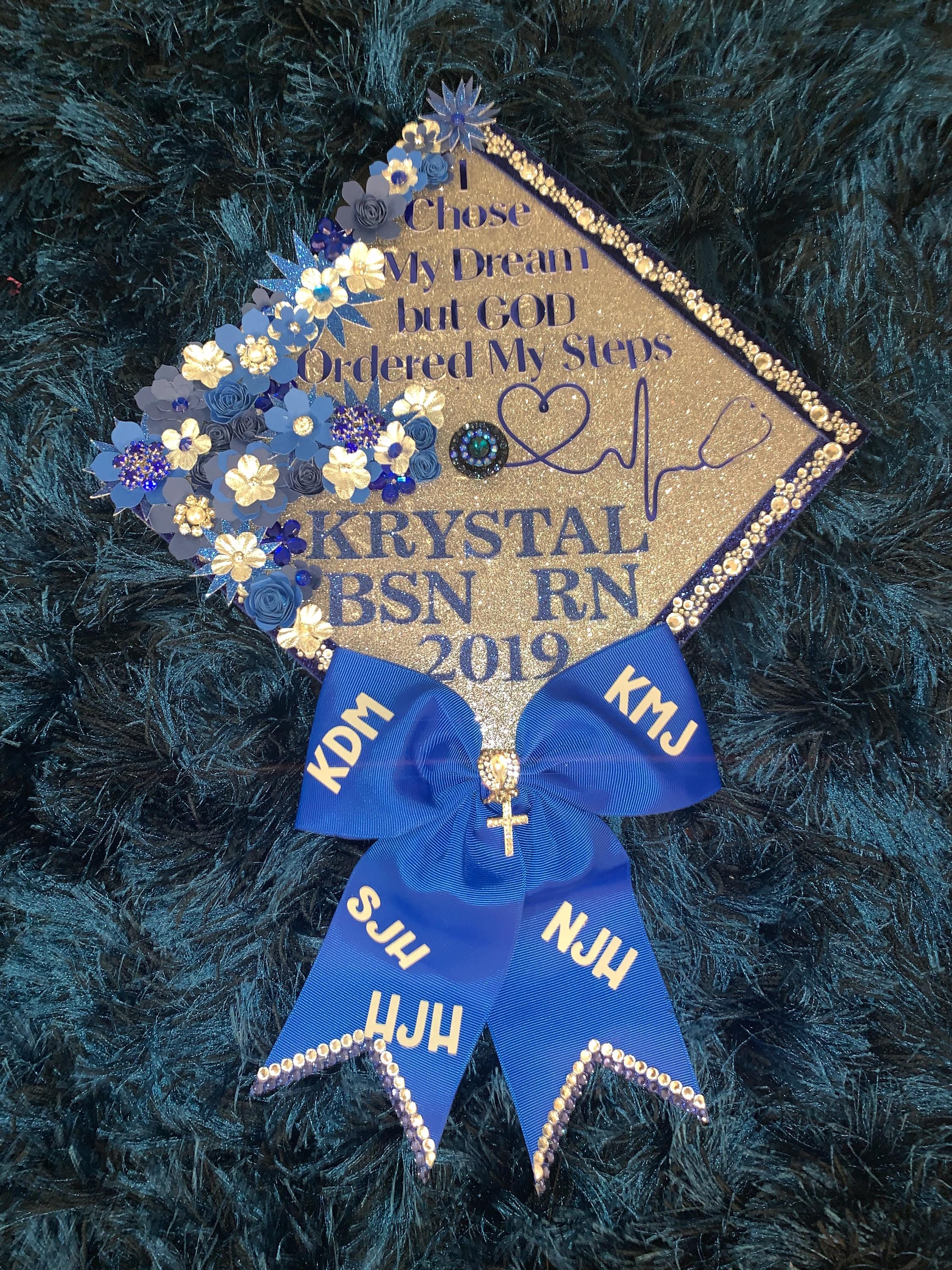 Nursing Graduation Cap | BSN RN Rhinestone Grad Cap | “god Ordered My ...