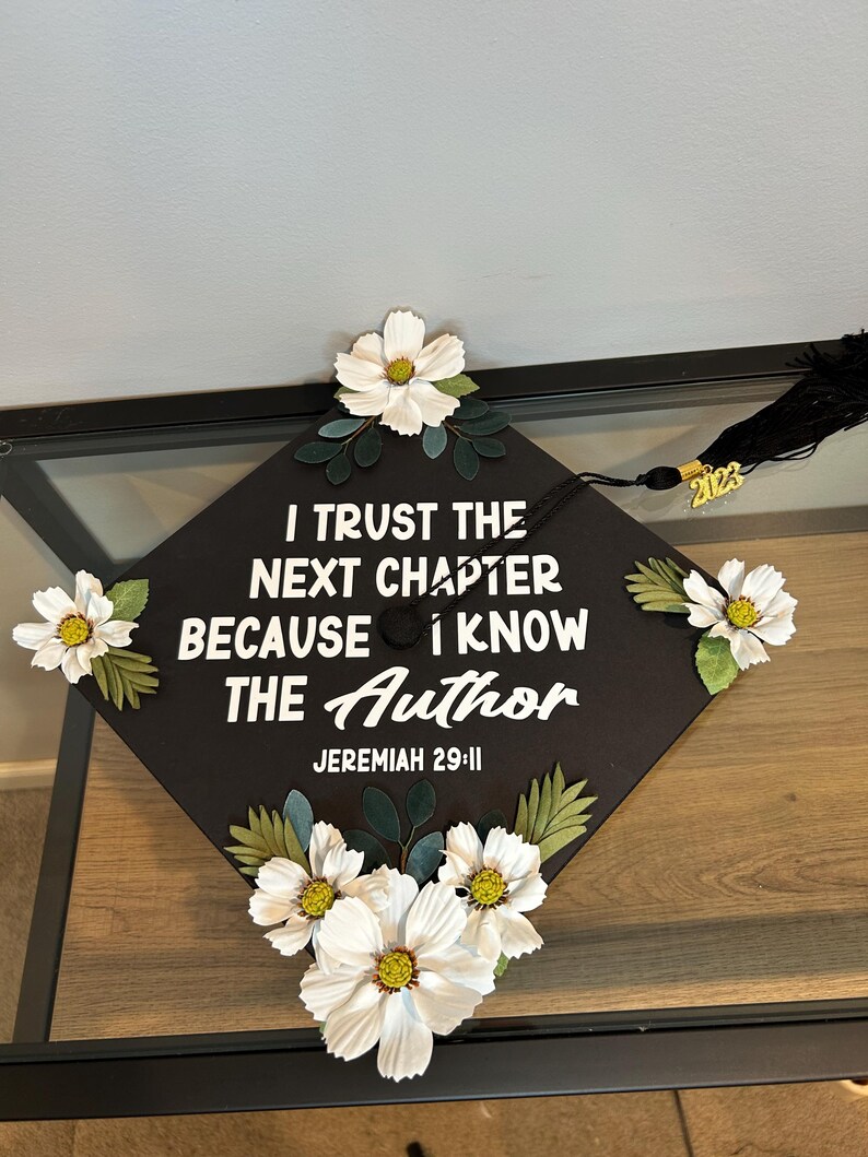 Christian Graduation Cap, Bible Verse Grad Cap, Floral Graduation Cap ...