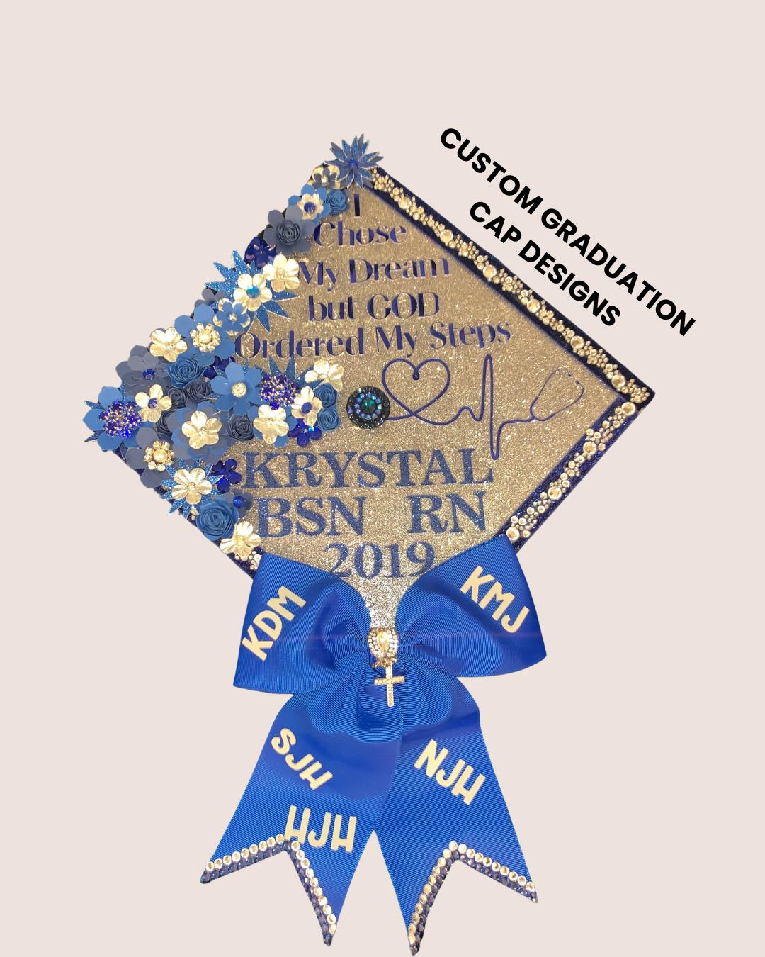 Nursing Graduation Cap | BSN RN Rhinestone Grad Cap | “god Ordered My ...