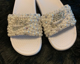 glitter nike slides