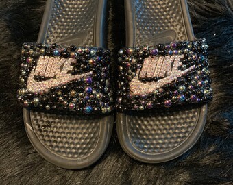 glitter nike slides
