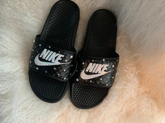 black bling slides