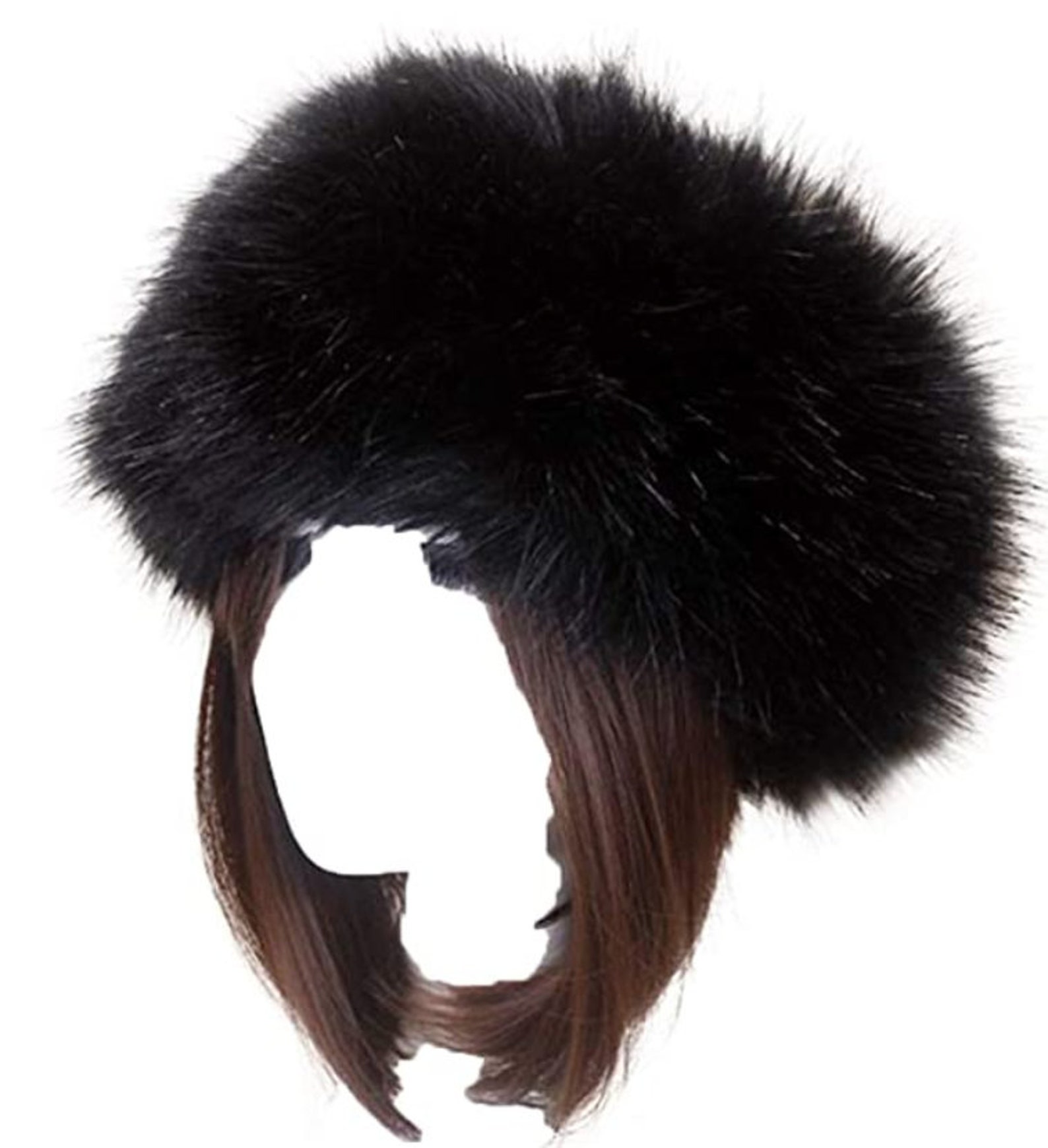 Black Luxury Faux Fur Headband Etsy