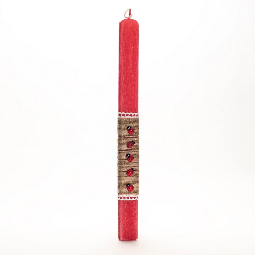 Bomboniera Cresima Con Candela, Coccinella Rossa E 5 Confetti - Kit Confezionato Con Scatola A Casetta
