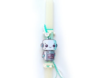 Greek Easter Candle ROBOT - Aromatic Lampada - Easter Gifts - Orthodox Easter Candles Handmade Lampades