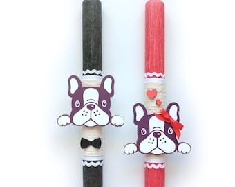 Lambada Easter Greek Easter Candle Dog Couple - Aromatic Lampada - Easter Gifts - Orthodox Easter Candles Handmade Lampades