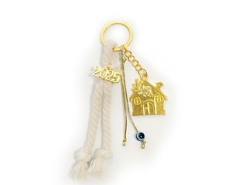 Keychain Gouri 2025 Gold House Christmas Lucky Charm  / Gouria for good luck /Greek Lucky Charm, Christmas Gift.