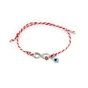 2025  Martis Bracelet with Silver Plated Infinity & Evil Eye/Greek Traditional Martaki, March Bracelet/Spring Bracelet / Friendship Bracelet