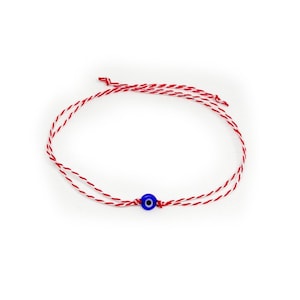 2025  Martis Bracelet with Glass evil eye bead  / Greek Traditional Martaki, March Bracelet / Spring Bracelet/ Friendship Bracelet