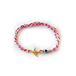2025  Martis Bracelet gold-colored swallow/  Greek Traditional Martaki, March Bracelet / Spring Bracelet  / Friendship Bracelet