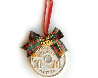 Gouri 2024 Christmas Lucky Charm, Ceramic Penny / Gouria for good luck / Greek Gouri / Greek lucky charm