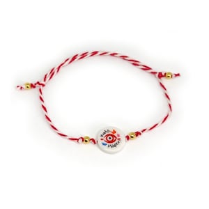 2025 Martis Armband mit Acrylelement &quot;&quot;Guter März&quot;&quot; / Griechisches Traditionelles Martaki, Märzarmband / Frühlingsarmband / Freundschaftsarmband.&quot;