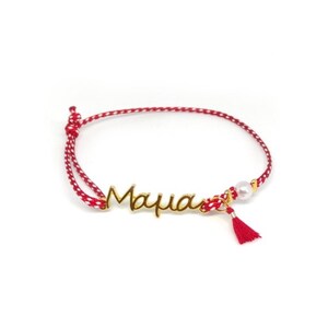 2025 Martis Armband mit Goldmetallic Element MAMA (Mutter) / griechisches traditionelles Martaki, März Armband / Frühlingsarmband