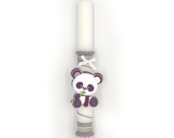 Greek Easter Candle WOODEN PANDA BEAR - Aromatic Lampada - Easter Gifts - Orthodox Easter Candles Handmade Lampades