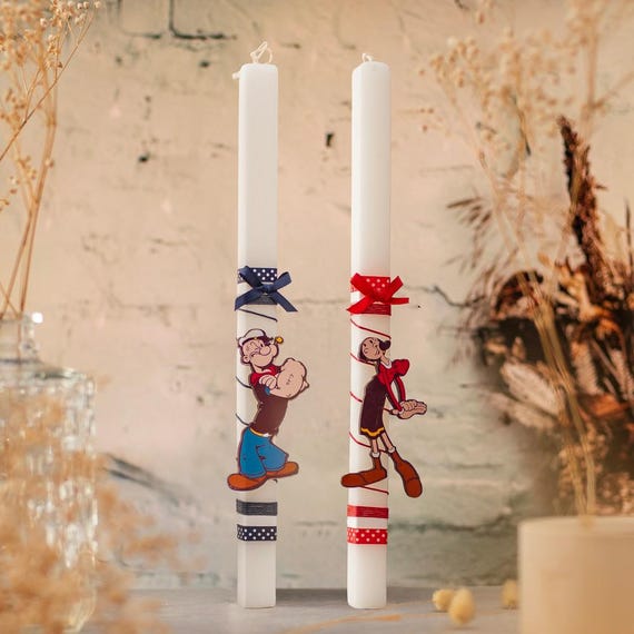 Lambada Easter Greek Easter Candle Popeye & Olive for Couples 