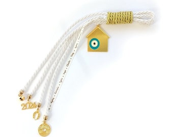 Gouri 2024 Christmas Lucky Charm, Gold House with Evil Eye / Gouria for good luck / Greek Gouri / Greek lucky charm